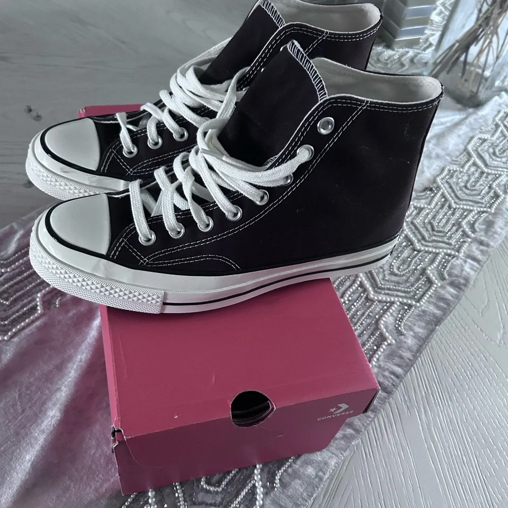 Converse Dark Brown and White High-Top Sneakers - Picture 2 of 9